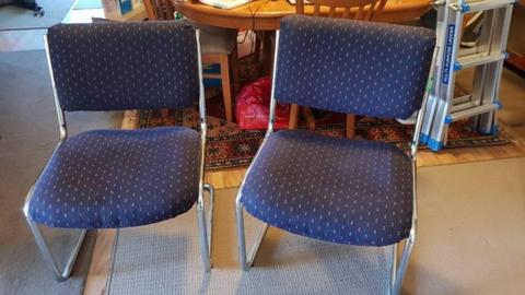 Two Sturdy ex-boardroom chairs with lovely Blue fabric