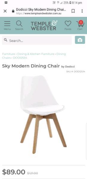 2 white freedom dining chairs