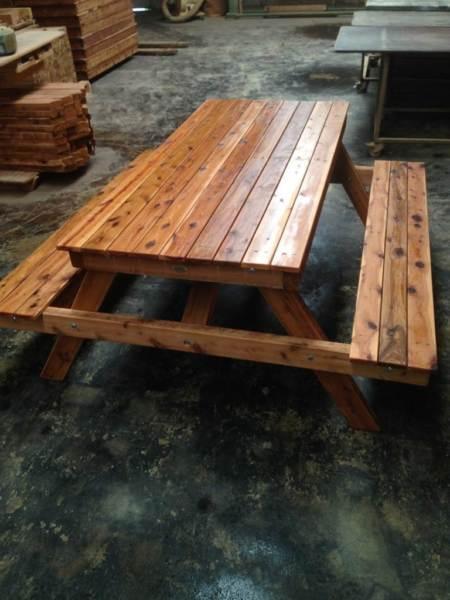 ALL IN ONE WOODEN PICNIC TABLE