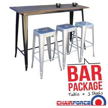 Replica Tolix Bar Table With 3 Tolix Stools - Package Deal