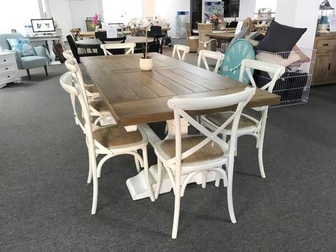 Hamptons House 9 Piece Dining Table Package with Chairs