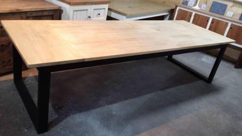 Made to order solid pine dining table with U shaped legs