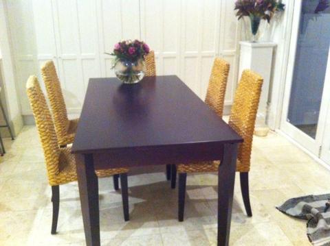 Equator wooden dining table and 6 chairs