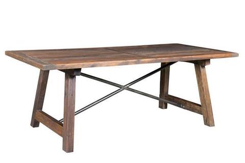 X Base Metal Dining Table-210cm #ReclaimedTeak #FarmTable
