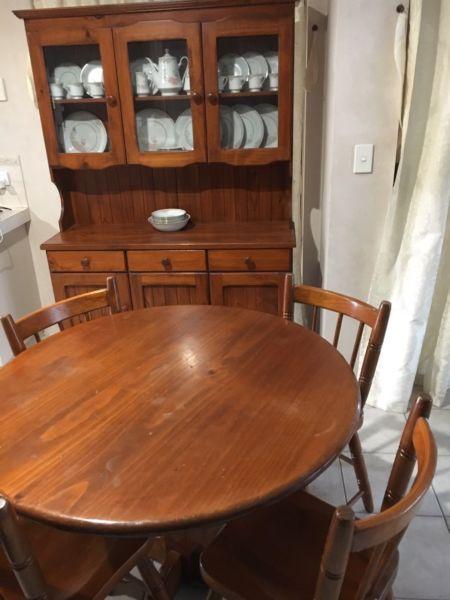 Side board cabinet table and 4 chairs set