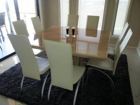 Marble 8 seater dining table and matching coffee table