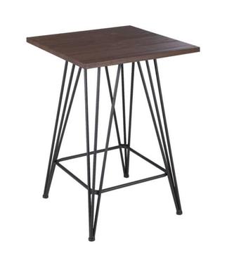 Hairpin Bar Table Timber Top Matt Black 60cm x 60cm x 85cm