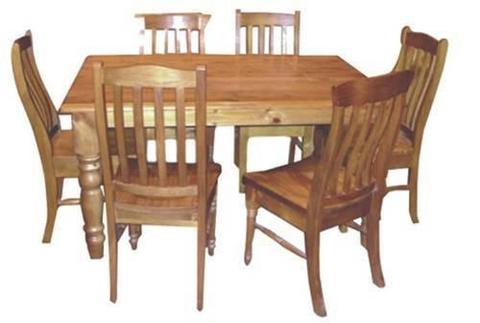 9 PCS TURNING LEGS DINING SUITE WITH LOCAL CHAIRS TABLE