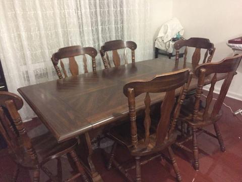7 piece set genuine antique wood dining table