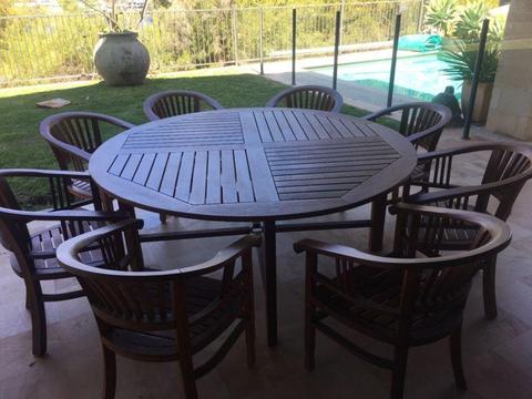 Outdoor 8 Seater Wooden Table & Chairs