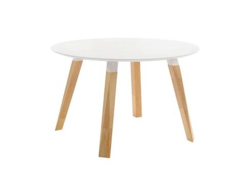 Dining Table 1200mm Round White Top with Oak Legs