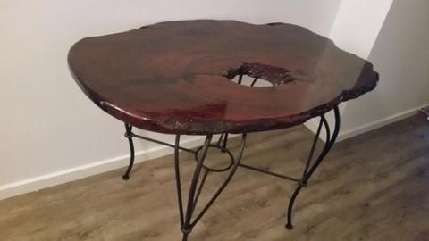 Solid timber and steel framed table