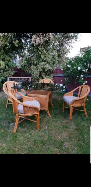 5 PIECE CANE DINING SETTING