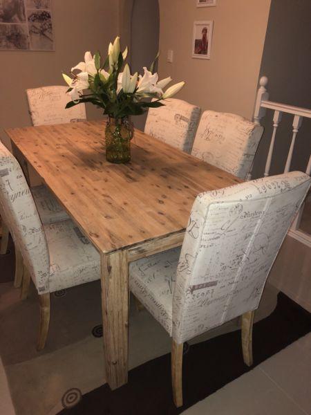 Shabby chic dining table and chairs and coffee table