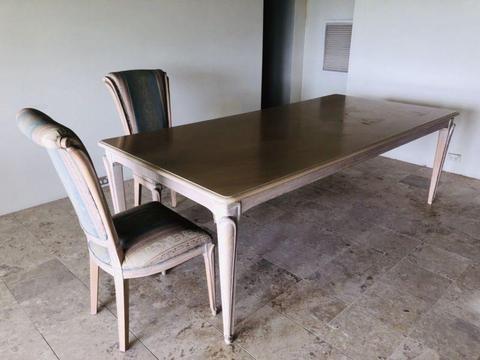 FRENCH VINTAGE DINING TABLE and 8 CHAIRS