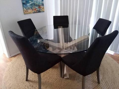 Furniture Gallery glass dinning table & 5 chairs solid quality