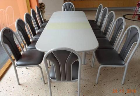 Dining extension table and 12 chairs