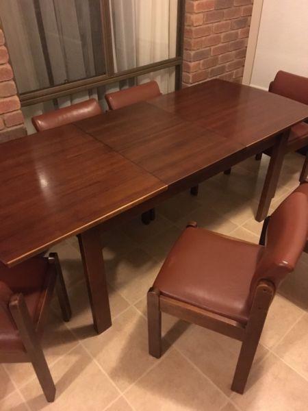 Extendable dining table solid wood retro jarrah