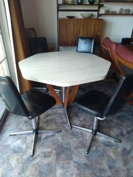 Mid century retro matching dining table and chair set