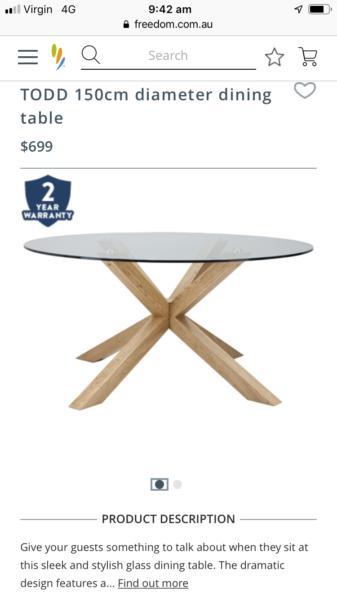 Todd round glass dining table