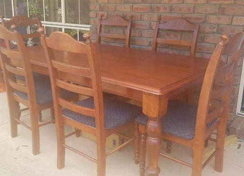 Solid wood dining table 6 chairs