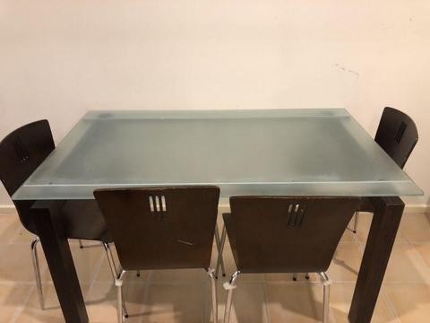 Glass Top Dining Table with 4 chairs
