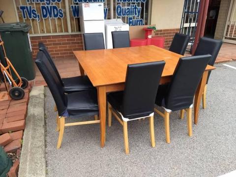 This is a great 1500 x 1500 table with 8 x chairs