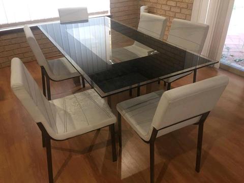 Large Glass Dining Table Set