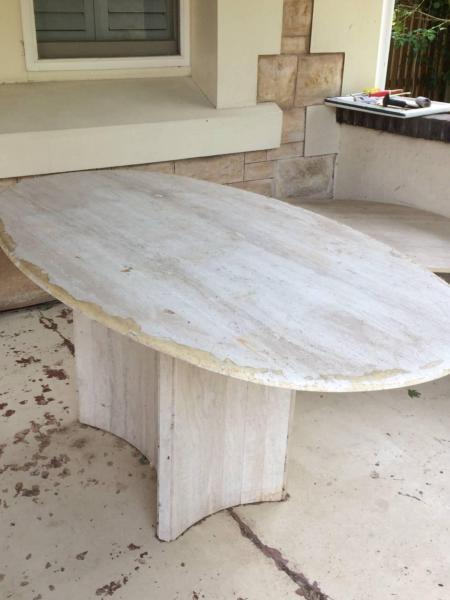 Oval Stone Table and side table