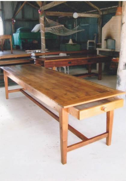 Large recycled timber shearers table