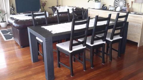Solid wood dining table plus 6 chairs