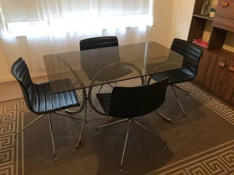 mid century glass dining suite