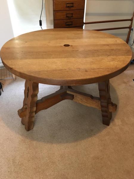 Solid Oak round table, German inspired