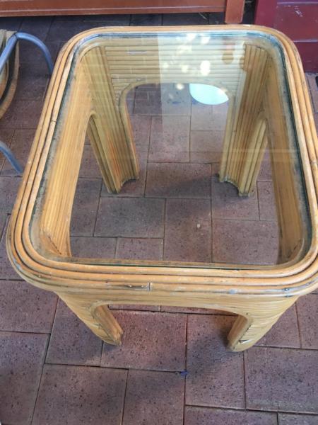 Cane glass table