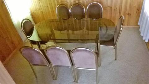Glass Top Dining Table and 8 Chairs