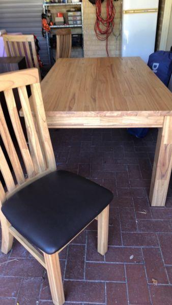 Pine table and 6 chairs