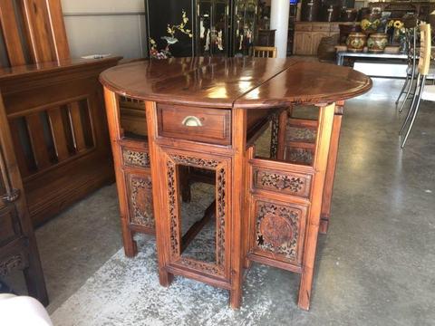 Hand Carved Oriental Dropside Table