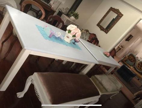 Six seater dining table blue chalk painted