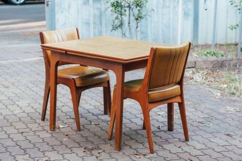 Alron teak retro extended dining table and chairs