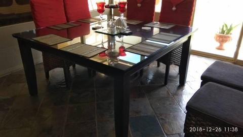 8 Seater glass top square dining table 1500x1500 price drop