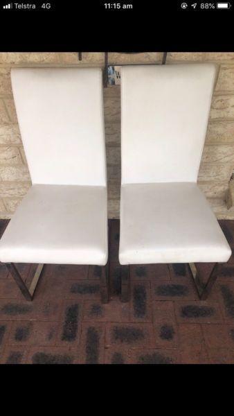 Dining chairs leather white