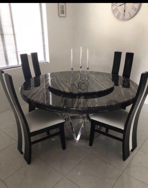 Marble dining table with chairs