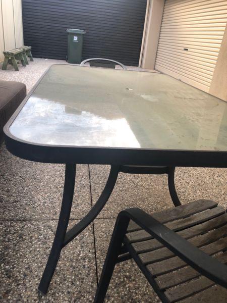 Glass table & two chairs