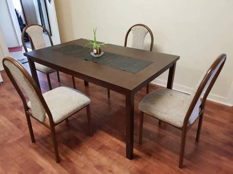 Dinning table, wooden with 4 strong chairs with classy looks