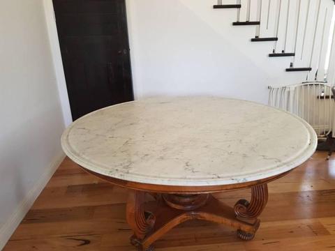 Rare oak and marble dining table