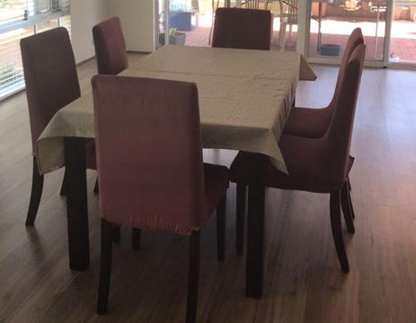 Dining table +6 chairs (Free 2 sets of leak-proof tablecloth)