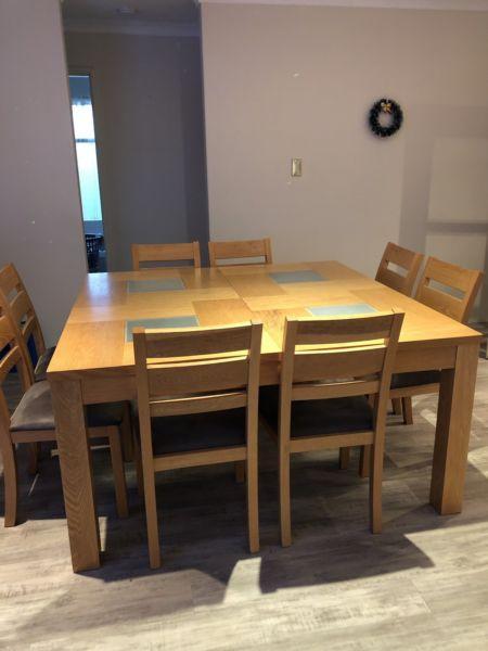 Freedom 8 seater square dining table and chairs