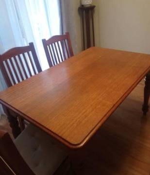 Family table solid wood and six chairs