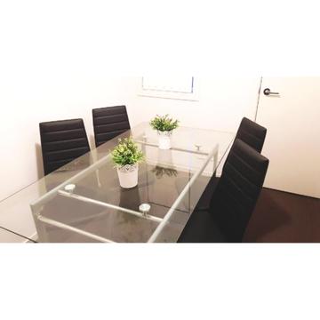 6 Seater Glass Top Table