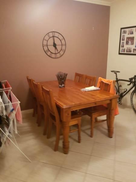 Solid Pine Dining Table & 6 Chairs